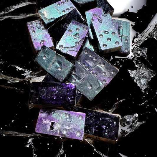 Drip Drop Retro Series – Wet-Look Dominos ~ Purple~Teal